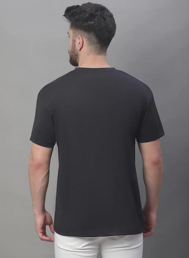 تايك تو تيشيرت رجالي أسود بطبعة جرافيك مقاس كبير من دور